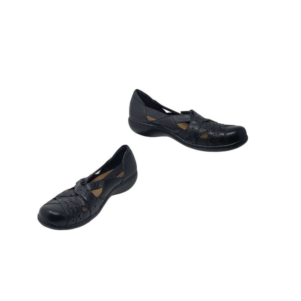 Y2K Clarks Bendables Leather Mary Janes 9.5 Black Flats Dark Academia Comfort - Picture 11 of 11